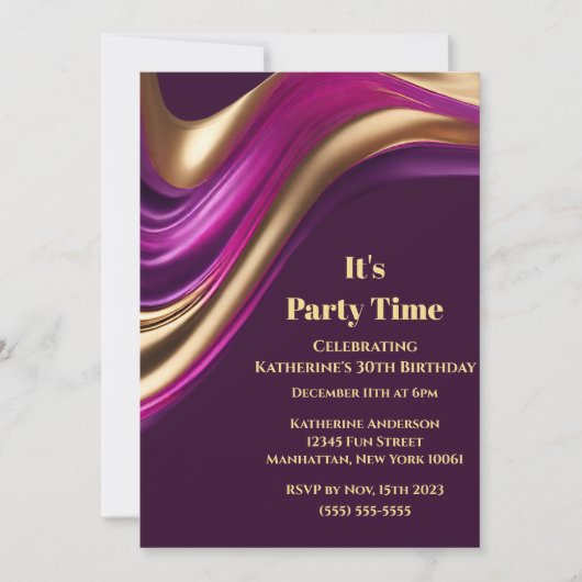 Verjaardagsfeestje-Het is Feesttijd-Abstract Flow Kaart (Voorkant)