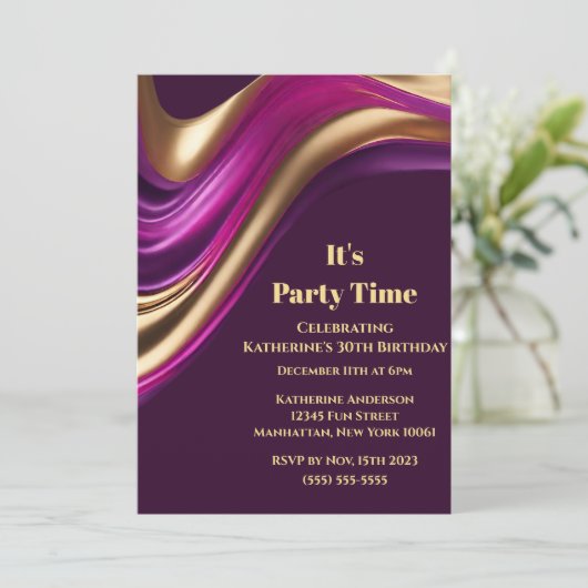 Verjaardagsfeestje-Het is Feesttijd-Abstract Flow  Kaart (Staand voorkant)