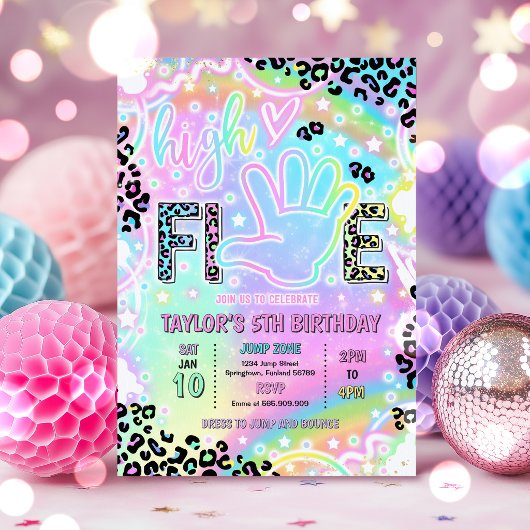 Verjaardagsfeestje High Five Regenboog Luipaardpri Kaart