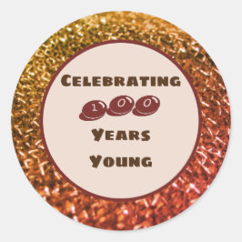 Verjaardagsfeestje Honderd Jaar Jong Vieren Ronde Sticker