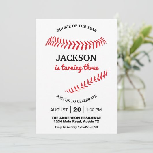 Verjaardagsfeestje honkbal kaart (Staand voorkant)