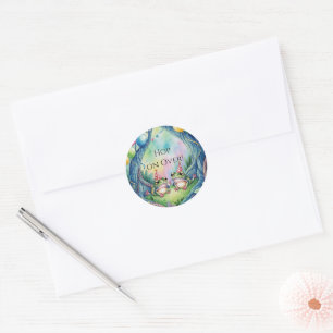 Verjaardagsfeestje Hop On Over Ronde Sticker