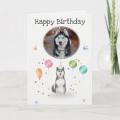 Verjaardagsfeestje Husky Sibir Dog Animal Kaart (Voorkant)