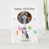Verjaardagsfeestje Husky Sibir Dog Animal Kaart (Voorkant)