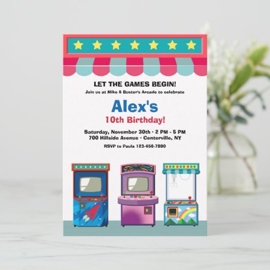 Verjaardagsfeestje in de Arcade Room Kaart (Staand voorkant)