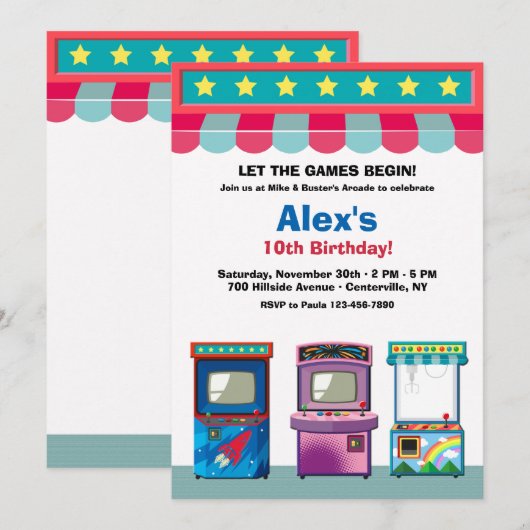 Verjaardagsfeestje in de Arcade Room Kaart (Voorkant / Achterkant)