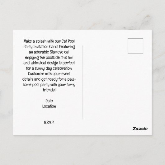 Verjaardagsfeestje in de kattenzwembad voor kattel briefkaart (Achterkant)