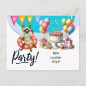 Verjaardagsfeestje in de kattenzwembad voor kattel briefkaart (Voorkant)