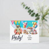 Verjaardagsfeestje in de kattenzwembad voor katten briefkaart (Staand voorkant)