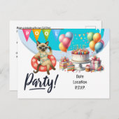 Verjaardagsfeestje in de kattenzwembad voor katten briefkaart (Voorkant / Achterkant)