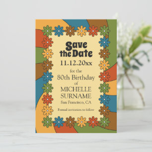 Verjaardagsfeestje in de stijl van de jaren 60 voo save the date