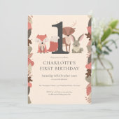 Verjaardagsfeestje in het bos kaart (Staand voorkant)