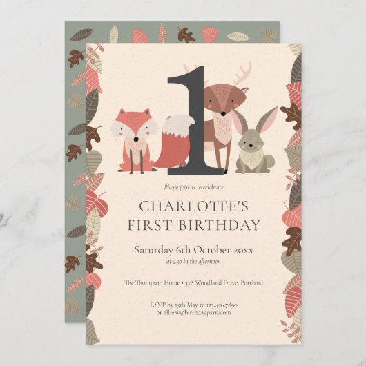 Verjaardagsfeestje in het bos kaart (Voorkant / Achterkant)