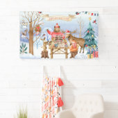 Verjaardagsfeestje in het bos winter welkom spandoek (Insitu)