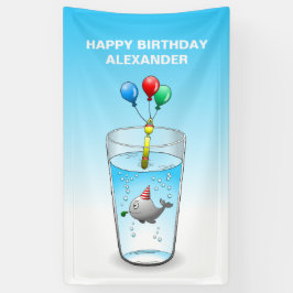 Verjaardagsfeestje in het zwembad spandoek