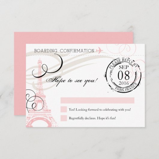  verjaardagsfeestje in Parijs RSVP (Voorkant / Achterkant)