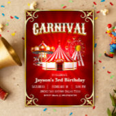 Verjaardagsfeestje in vintage kermisstijl kaart