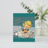 Verjaardagsfeestje in vintage stijl   briefkaart (Staand voorkant)