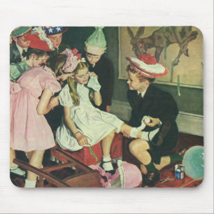 Verjaardagsfeestje in vintage stijl, Speld de staa Muismat