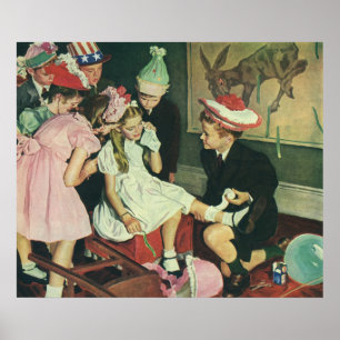 Verjaardagsfeestje in vintage stijl, Speld de staa Poster