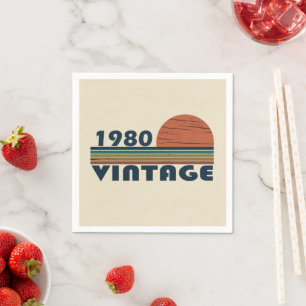 Verjaardagsfeestje in vintage stijl uit 1980 servet