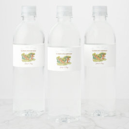 Verjaardagsfeestje indoor speelplaats waterfles etiket
