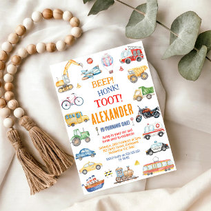 Verjaardagsfeestje jongen stad auto's en vrachtwag kaart