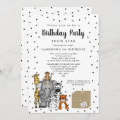 Verjaardagsfeestje Jungle Animal van veraf Kaart (Voorkant / Achterkant)