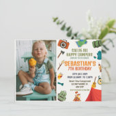 Verjaardagsfeestje kamperen moderne kinderen Uitno Kaart (Staand voorkant)