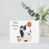 Verjaardagsfeestje kat met cupcake briefkaart (Staand voorkant)