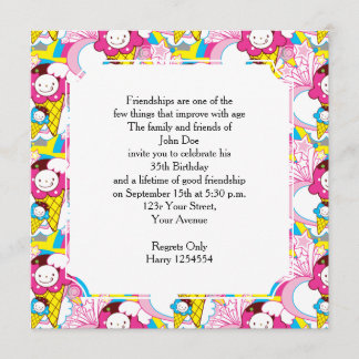 Verjaardagsfeestje Kawaii Ijs Super Schattig Kaart