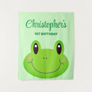 Verjaardagsfeestje kidd's banner kikker wandkleed