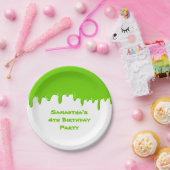 Verjaardagsfeestje Kind Groen Fun Slime Drips Papieren Bordje (Feest)