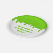 Verjaardagsfeestje Kind Groen Fun Slime Drips Papieren Bordje (Gekanteld)