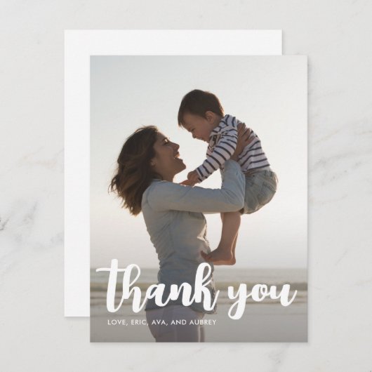 Verjaardagsfeestje Kinder dank u script één foto Briefkaart (Voorkant / Achterkant)