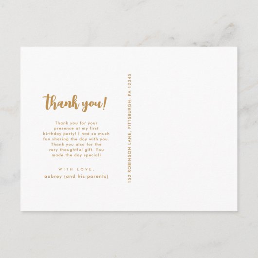 Verjaardagsfeestje Kinder dank u script één foto Briefkaart (Achterkant)