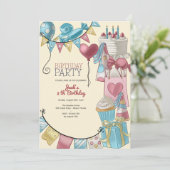 Verjaardagsfeestje kinder kaart (Staand voorkant)