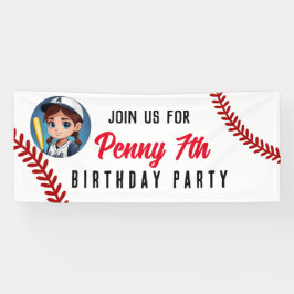 Verjaardagsfeestje kinder teamspelers sport, softb spandoek