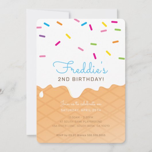 VERJAARDAGSFEESTJE KINDEREN ijshoorntje blauwe spi Kaart (Voorkant)