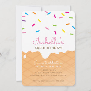 VERJAARDAGSFEESTJE KINDEREN ijshoorntje roze spikk Kaart