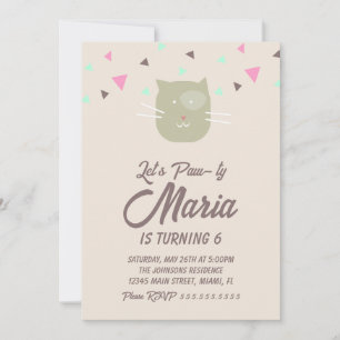 Verjaardagsfeestje Kitten Purr-ty Feest Dieren Con Kaart