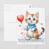 Verjaardagsfeestje Kitty Cat - Gefeliciteerd Briefkaart (Voorkant / Achterkant)