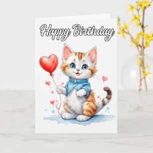 Verjaardagsfeestje Kitty Kat Gelukkige Verjaardag Kaart