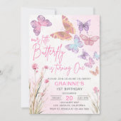 Verjaardagsfeestje Kleine Vlinder Weide Wilde Bloe Kaart (Voorkant)