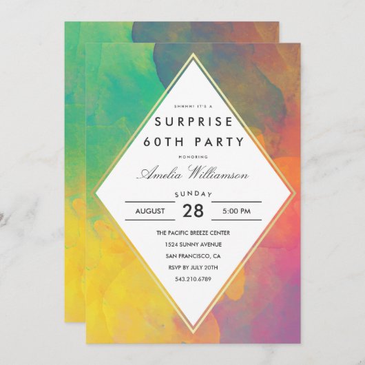 Verjaardagsfeestje | Kleurrijke Abstracte Boho Aqu Kaart (Voorkant / Achterkant)