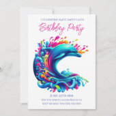 Verjaardagsfeestje- Kleurrijke Dolphin Splash Kaart (Voorkant)