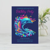 Verjaardagsfeestje- Kleurrijke Dolphin Splash Kaart (Staand voorkant)