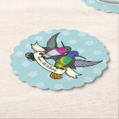 Verjaardagsfeestje Kleurrijke Hummingbirds Cartoon Kartonnen Onderzetters (Gekanteld)