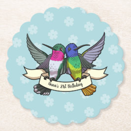 Verjaardagsfeestje Kleurrijke Hummingbirds Cartoon Kartonnen Onderzetters