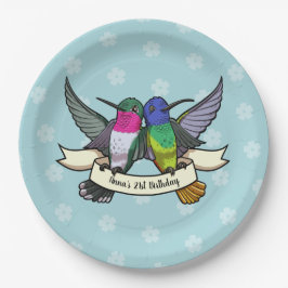 Verjaardagsfeestje Kleurrijke Hummingbirds Cartoon Papieren Bordje